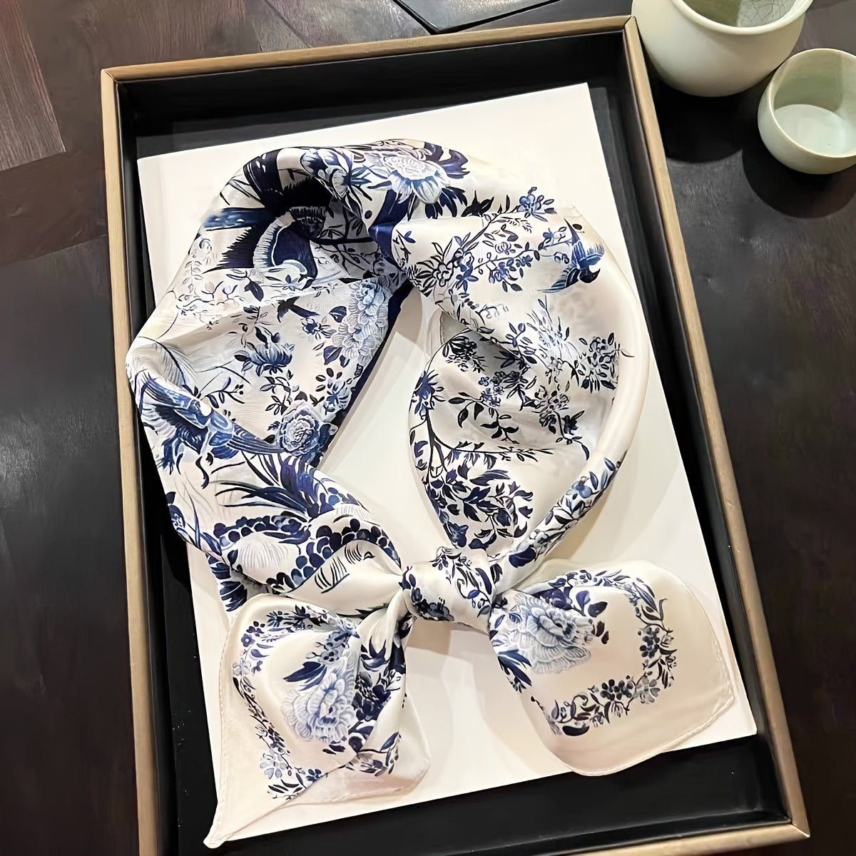 100% Silk Scarf For Women Floral Scarf Square Head Scarf Style - 2 M