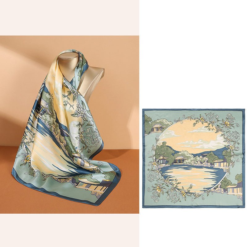 100% Pure Mulberry Silk Square Head Scarf For Women Style - 1 M