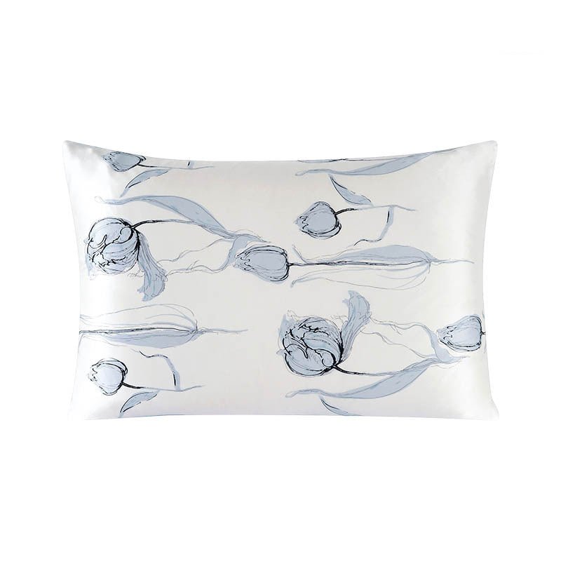19 Momme Housewife Silk Pillowcase Hidden Zipper Assorted Floral Prints Ivory Standard (20" * 26")