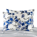 19 Momme Housewife Silk Pillowcase Hidden Zipper Assorted Floral Prints Royal Blue Standard (20" * 26")