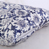 19 Momme Housewife Silk Pillowcase Hidden Zipper Floral Print Silk Pillowcases Navy Blue Standard (20" * 26")