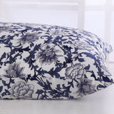 19 Momme Housewife Silk Pillowcase Hidden Zipper Floral Print Silk Pillowcases Navy Blue Standard (20" * 26")