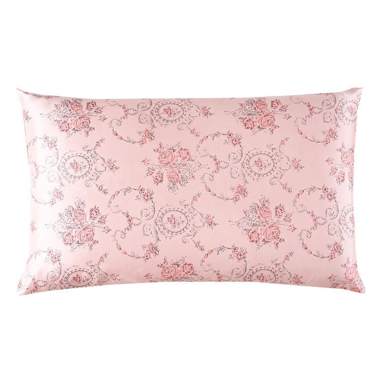 19 Momme Housewife Silk Pillowcase Hidden Zipper Floral Print Silk Pillowcases Soft Blush Standard (20" * 26")