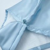 Silk Dry Hair Cap 100% Mulberry Terry Lined Hair Wrap Cap Light Blue M