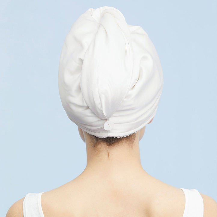 Silk Dry Hair Cap 100% Mulberry Terry Lined Hair Wrap Cap Ivory M