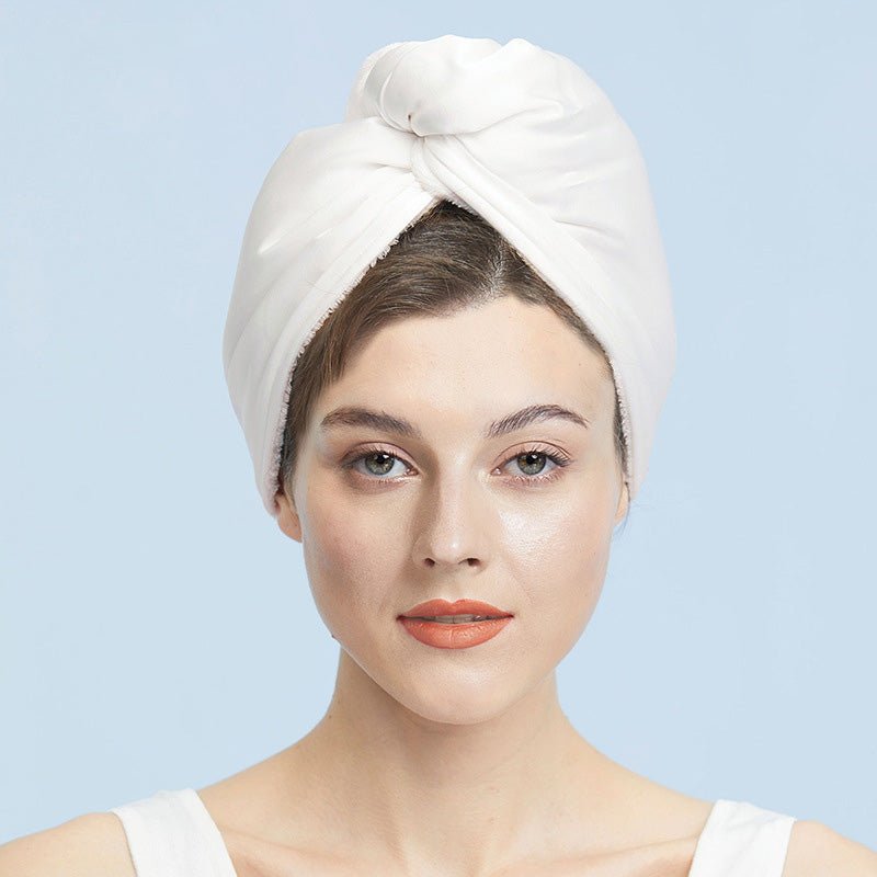 Silk Dry Hair Cap 100% Mulberry Terry Lined Hair Wrap Cap Ivory M