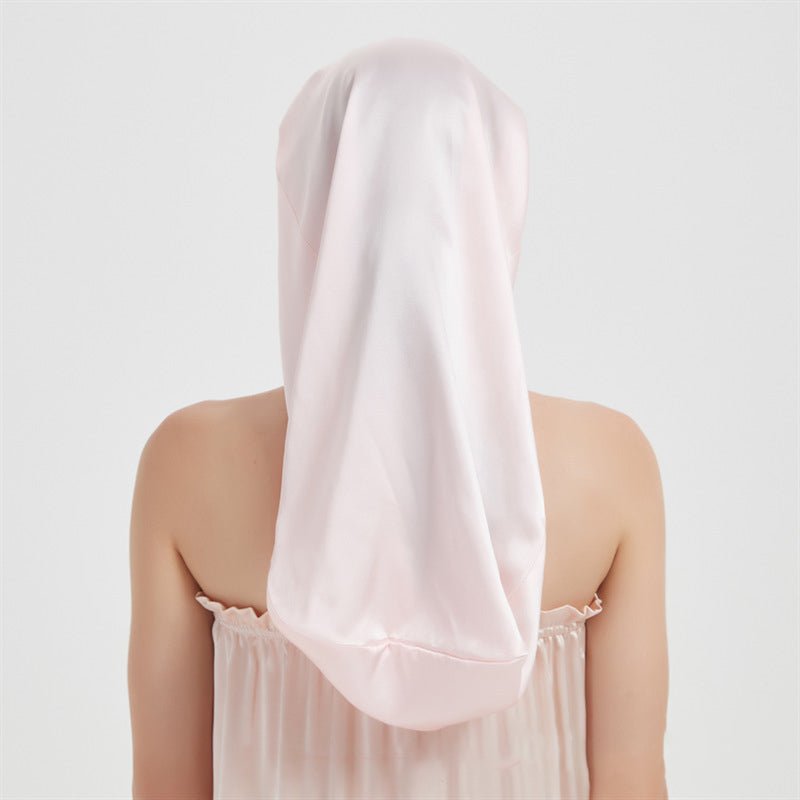 Women Long Silk Sleep Cap Silk Bonnet For Hair Sleep Caps Pink 50cm