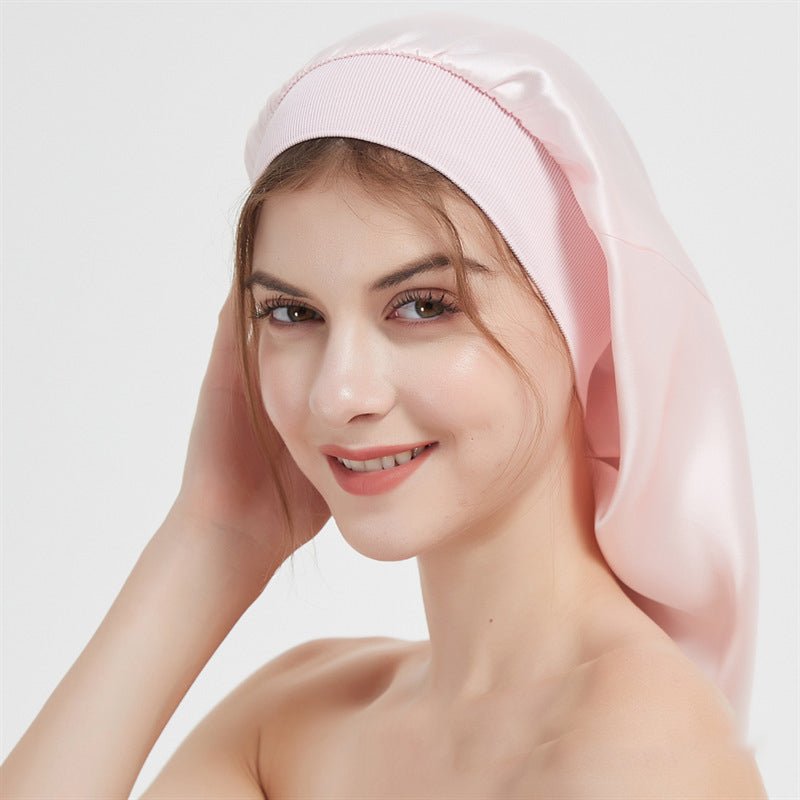 Women Long Silk Sleep Cap Silk Bonnet For Hair Sleep Caps Pink 50cm