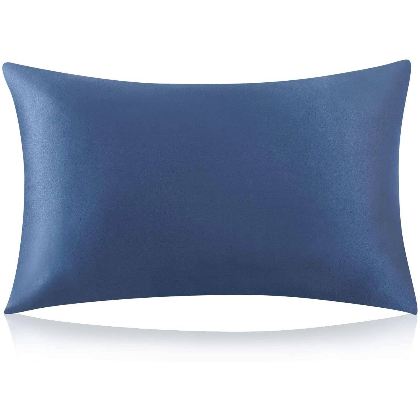 19/22 Momme Housewife Silk Pillowcase with Hidden Zipper Navy Blue Standard (20" * 26")