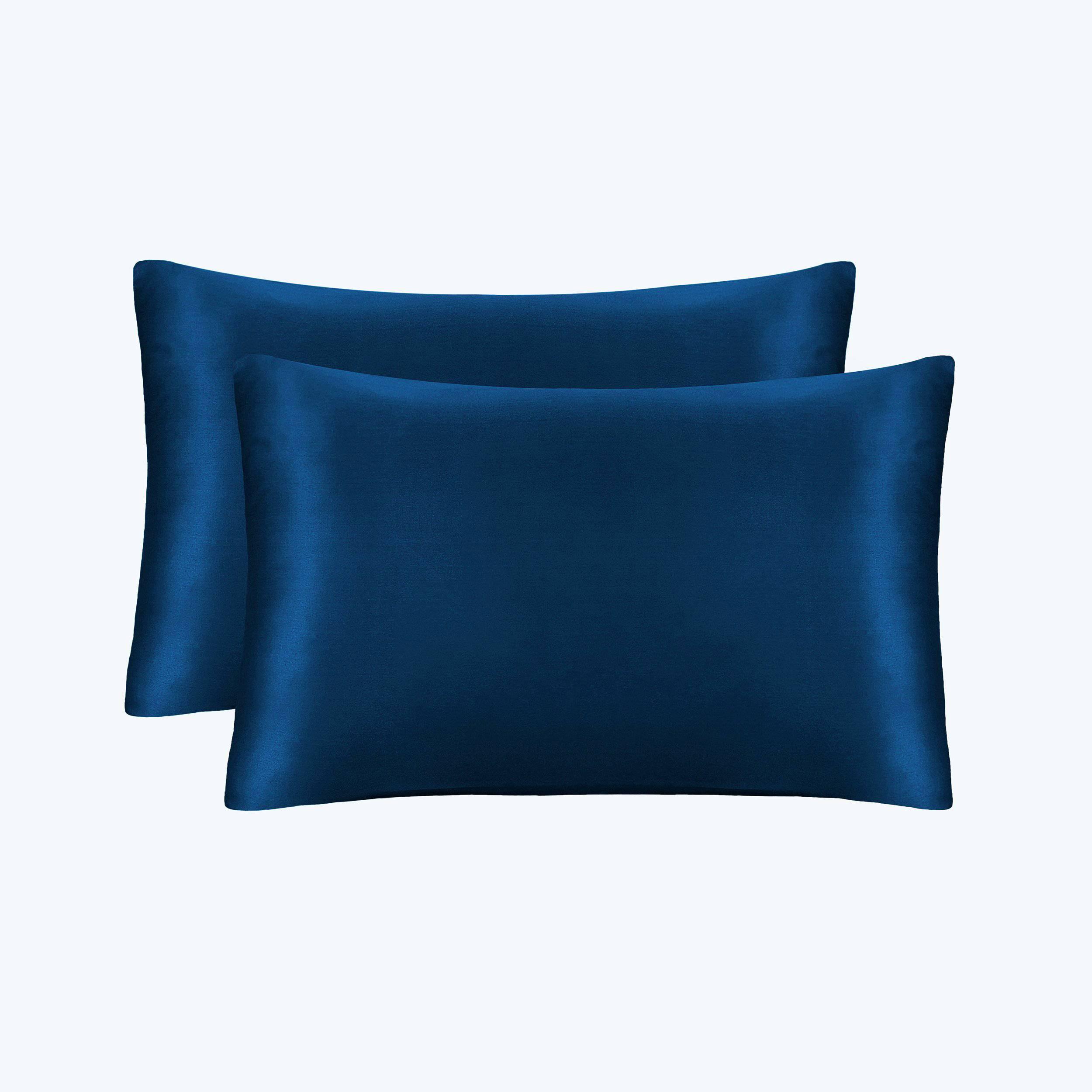 19/22 Momme Silk Pillowcase With Hidden Zipper Bundle 2 Navy Blue Standard (20" * 26")