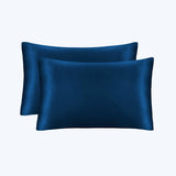 19/22 Momme Silk Pillowcase With Hidden Zipper Bundle 2 Navy Blue Standard (20" * 26")