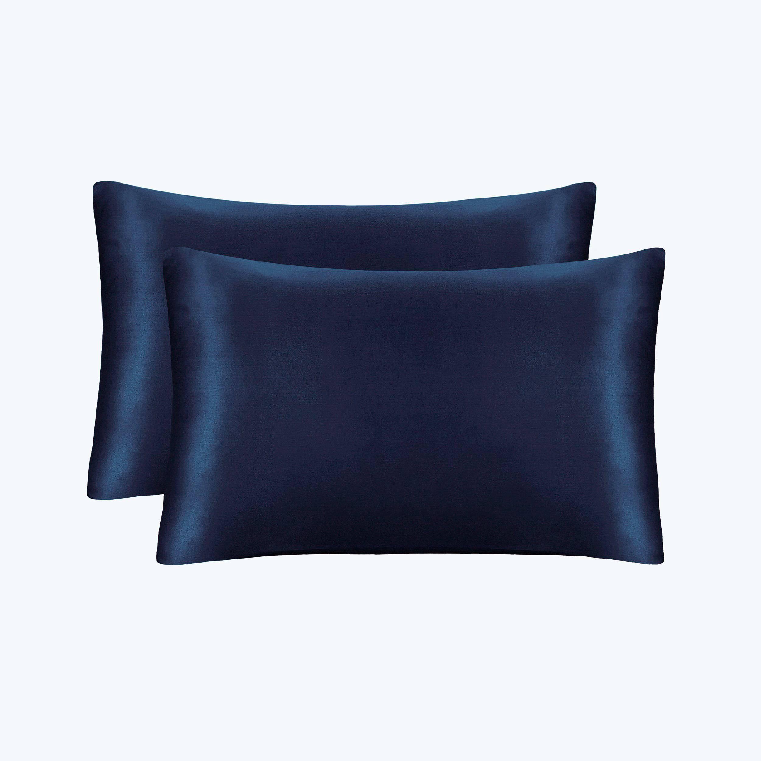 19/22 Momme Silk Pillowcase With Hidden Zipper Bundle 2 Navy Blue Standard (20" * 26")