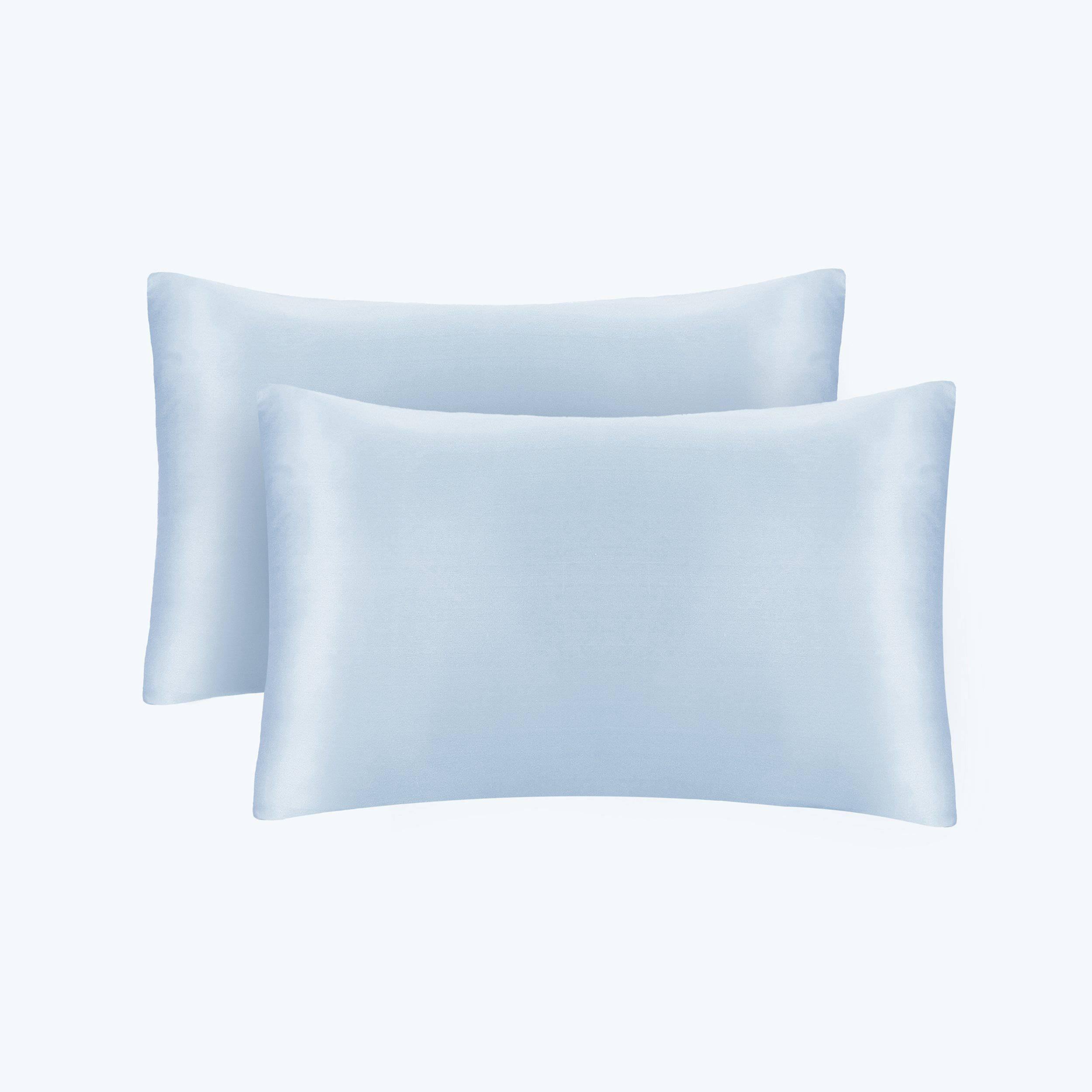 19/22 Momme Silk Pillowcase With Hidden Zipper Bundle 2 Light Blue Standard (20" * 26")