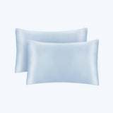 19/22 Momme Silk Pillowcase With Hidden Zipper Bundle 2 Light Blue Standard (20" * 26")