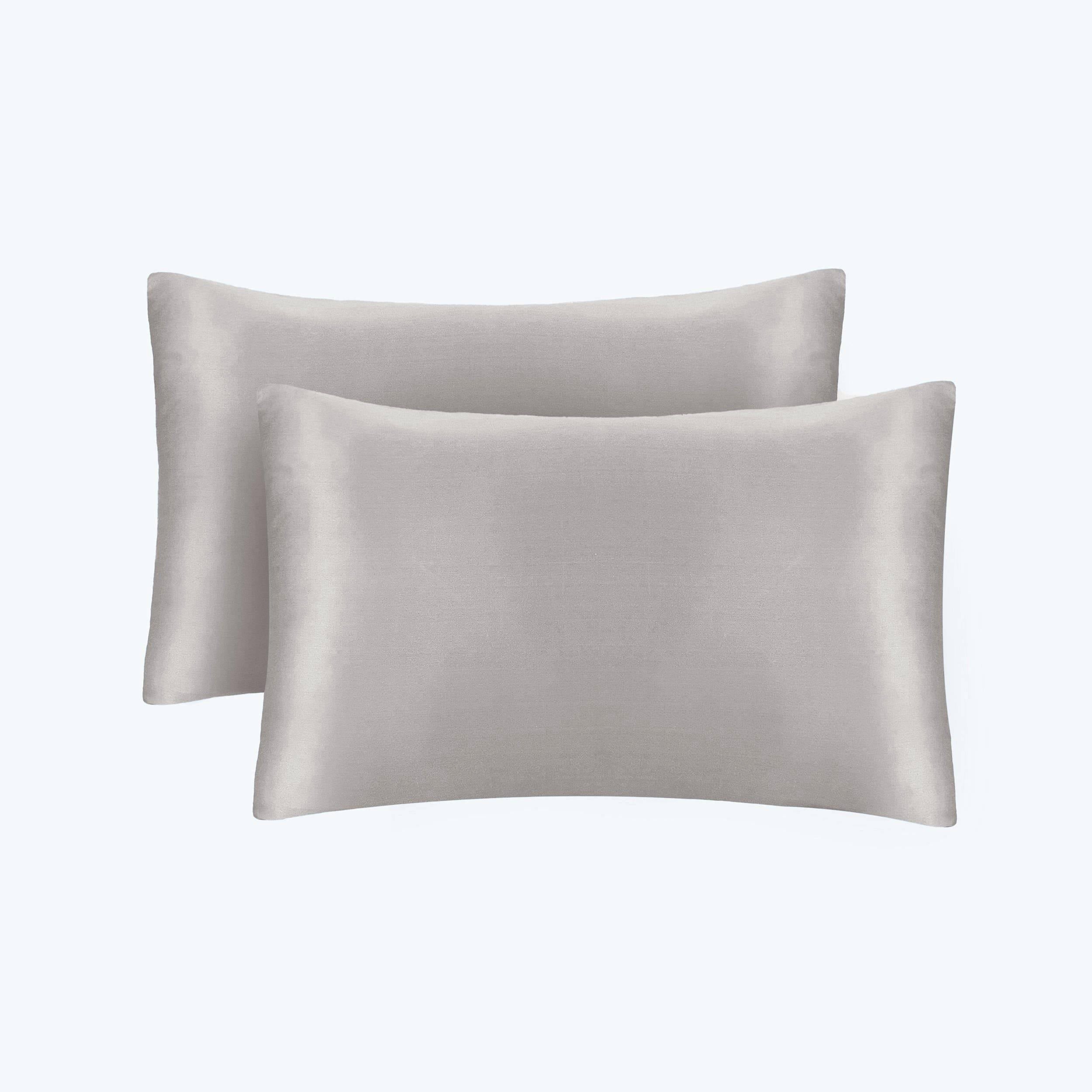 19/22 Momme Silk Pillowcase With Hidden Zipper Bundle 2 Silver Gray Standard (20" * 26")