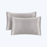 19/22 Momme Silk Pillowcase With Hidden Zipper Bundle 2 Silver Gray Standard (20" * 26")