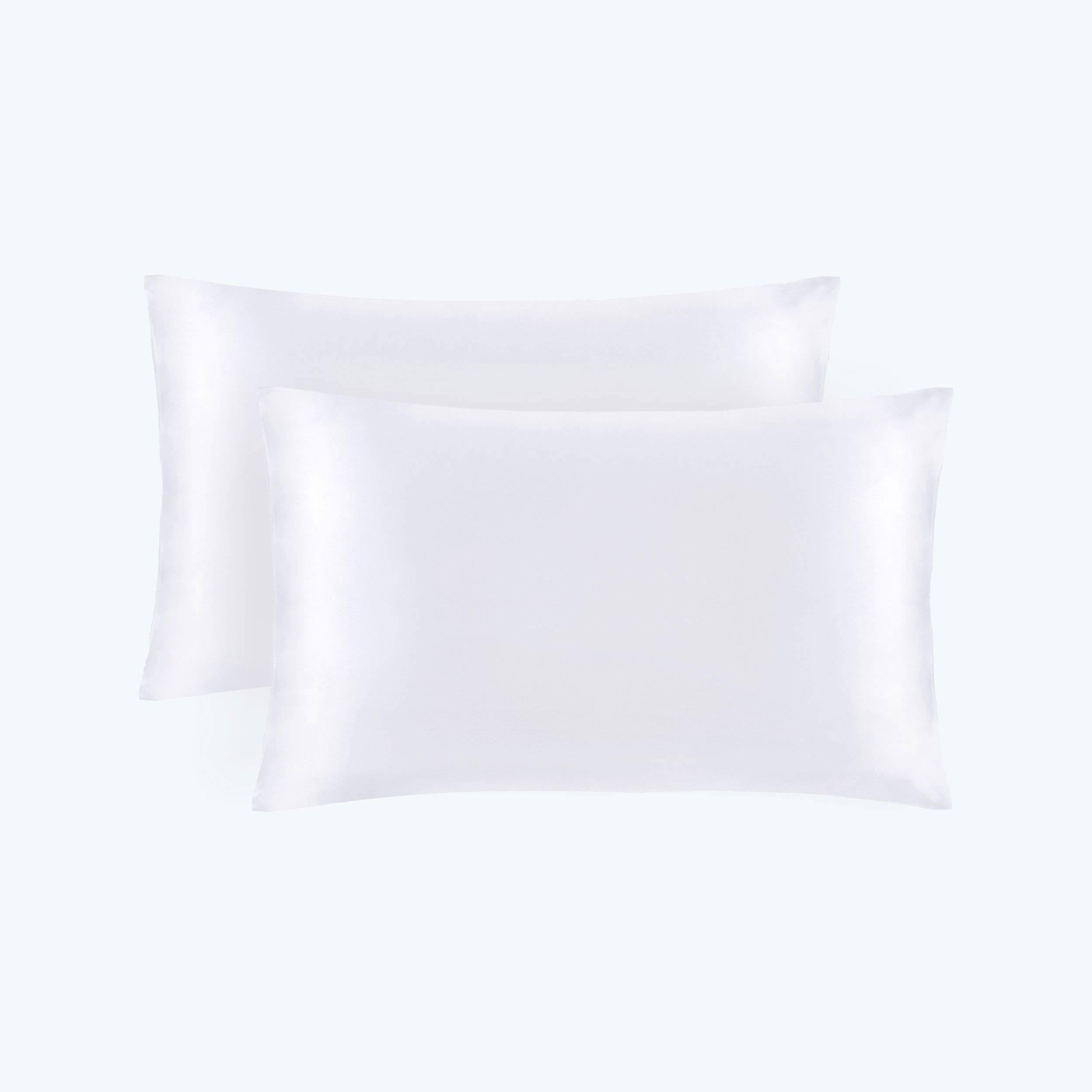 19/22 Momme Silk Pillowcase With Hidden Zipper Bundle 2 White Standard (20" * 26")