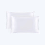 19/22 Momme Silk Pillowcase With Hidden Zipper Bundle 2 White Standard (20" * 26")