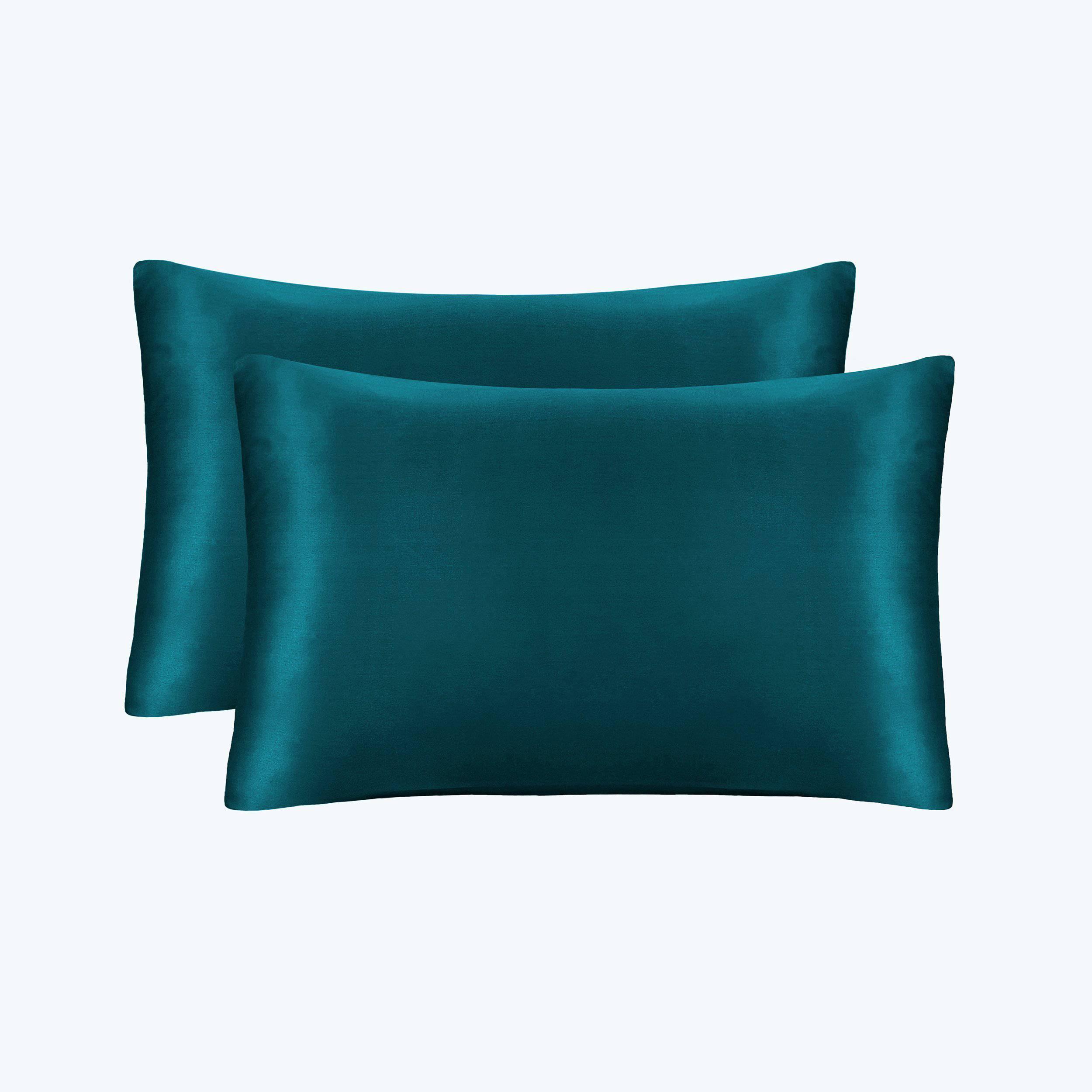 19/22 Momme Silk Pillowcase With Hidden Zipper Bundle 2 Dark Teal Standard (20" * 26")
