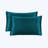 19/22 Momme Silk Pillowcase With Hidden Zipper Bundle 2 Dark Teal Standard (20" * 26")