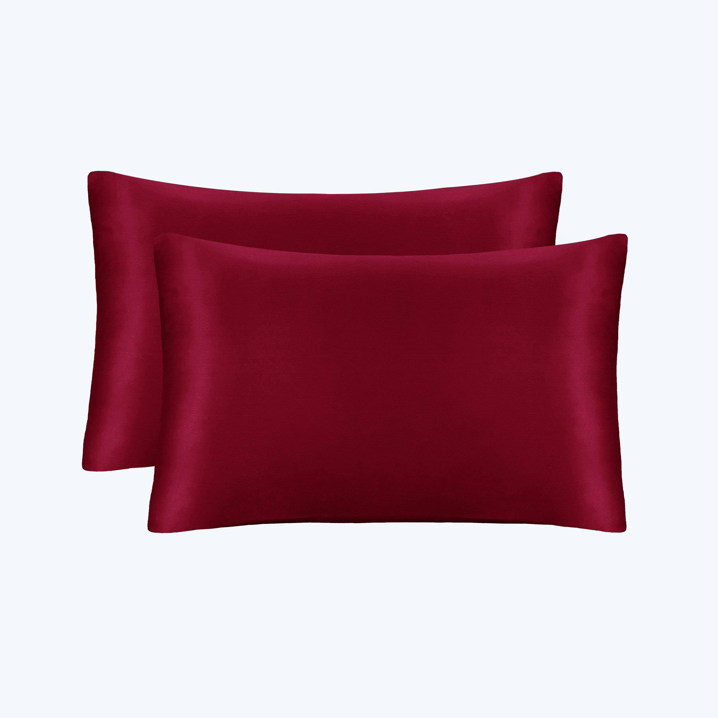 19/22 Momme Silk Pillowcase With Hidden Zipper Bundle 2 Claret Standard (20" * 26")