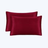 19/22 Momme Silk Pillowcase With Hidden Zipper Bundle 2 Claret Standard (20" * 26")
