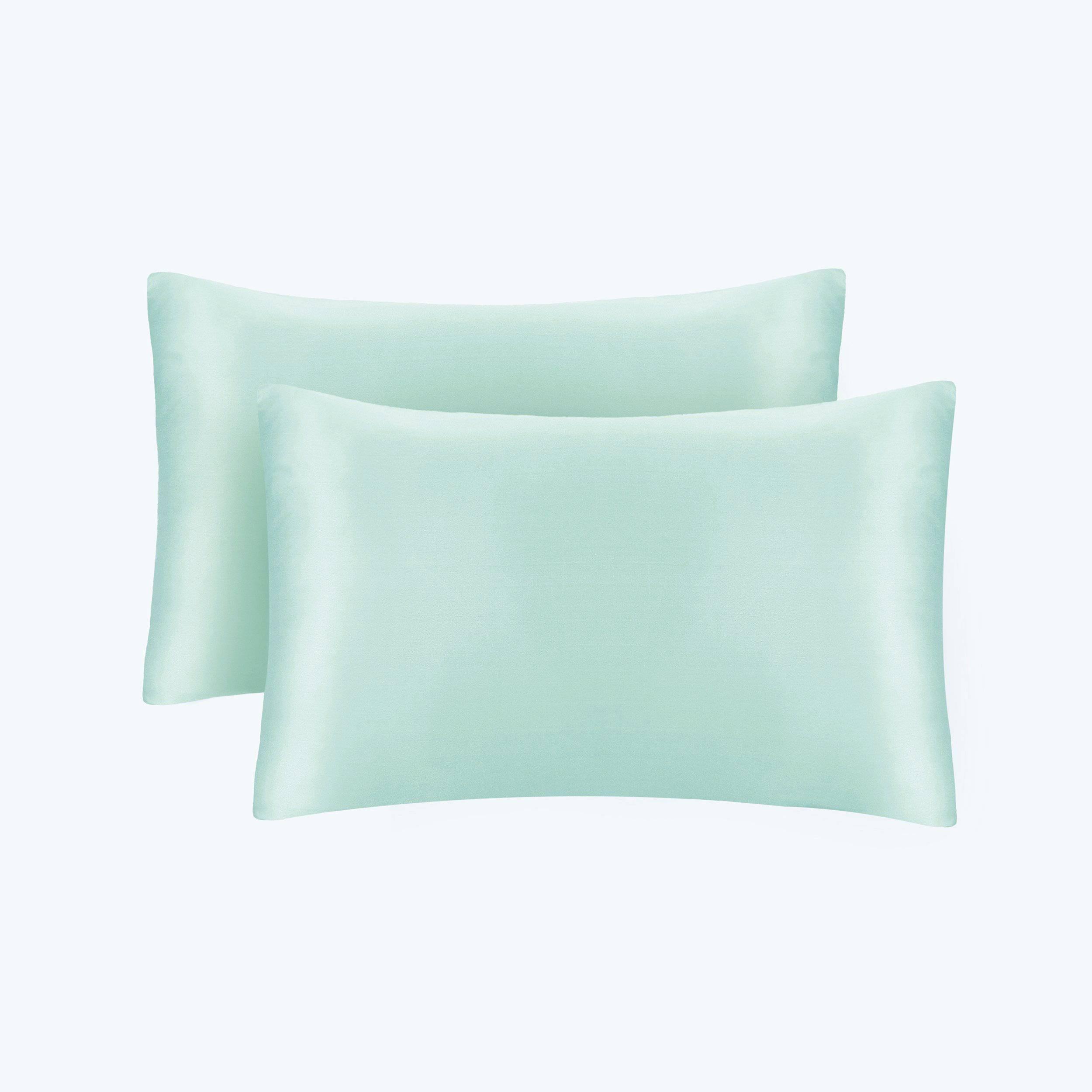 19/22 Momme Silk Pillowcase With Hidden Zipper Bundle 2 Pale Turquoise Standard (20" * 26")
