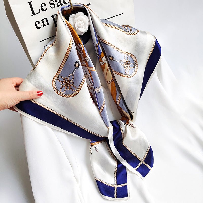 35"x35" Luxury Floral Printed Silk Square Scarf Style - 26 M