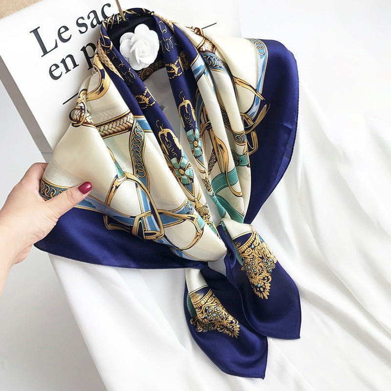 35"x35" Luxury Floral Printed Silk Square Scarf Style - 6 M