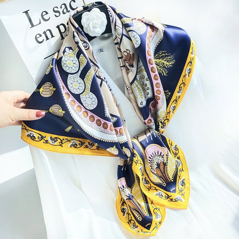 35"x35" Luxury Floral Printed Silk Square Scarf Style - 17 M