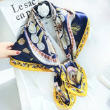 35"x35" Luxury Floral Printed Silk Square Scarf Style - 17 M