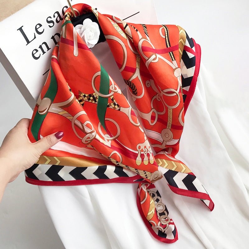 35"x35" Luxury Floral Printed Silk Square Scarf Style - 11 M