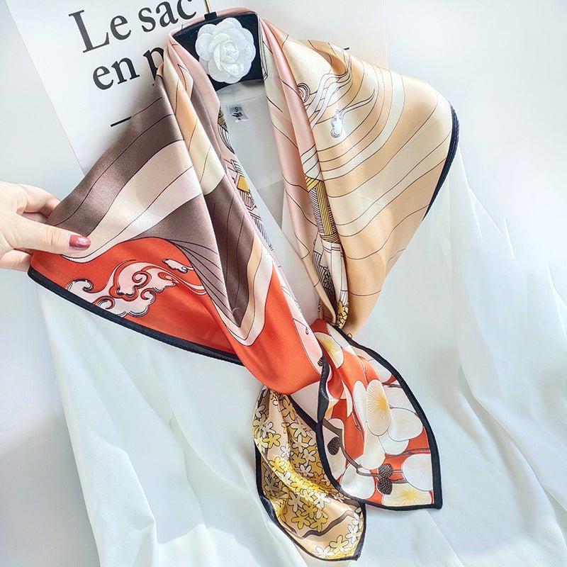 35"x35" Luxury Floral Printed Silk Square Scarf Style - 16 M