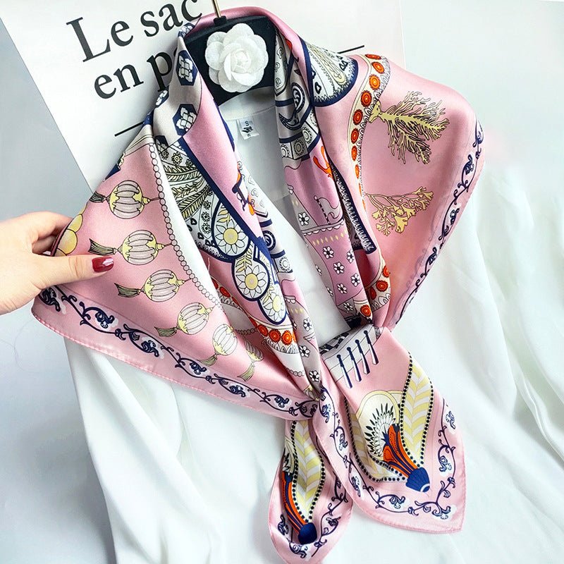 35"x35" Luxury Floral Printed Silk Square Scarf Style - 17 M
