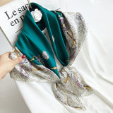 35"x35" Luxury Floral Printed Silk Square Scarf Style - 11 M