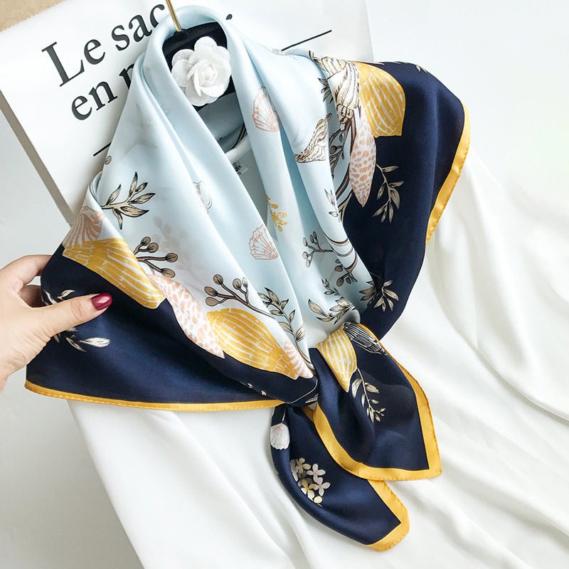 35"x35" Luxury Floral Printed Silk Square Scarf Style - 8 M