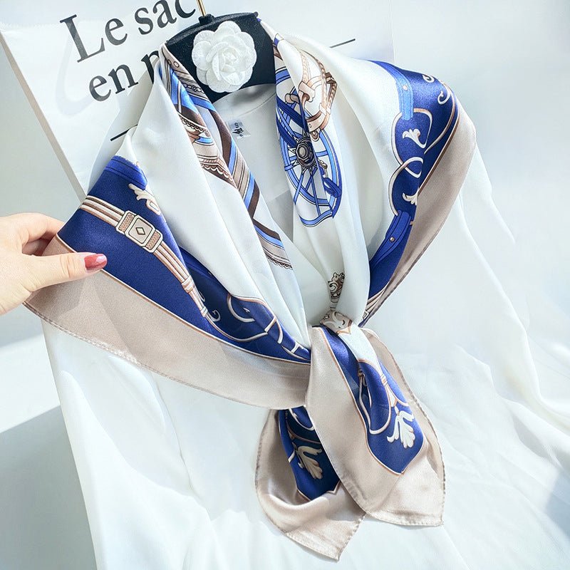 35"x35" Luxury Floral Printed Silk Square Scarf Style - 21 M
