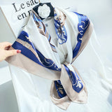 35"x35" Luxury Floral Printed Silk Square Scarf Style - 21 M