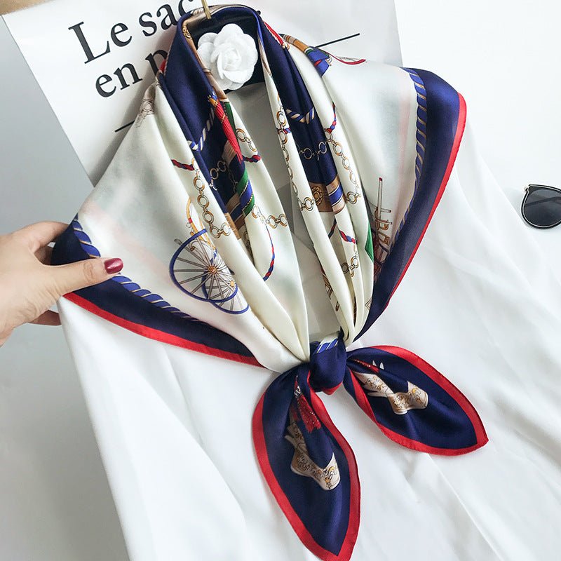 35"x35" Luxury Floral Printed Silk Square Scarf Style - 2 M