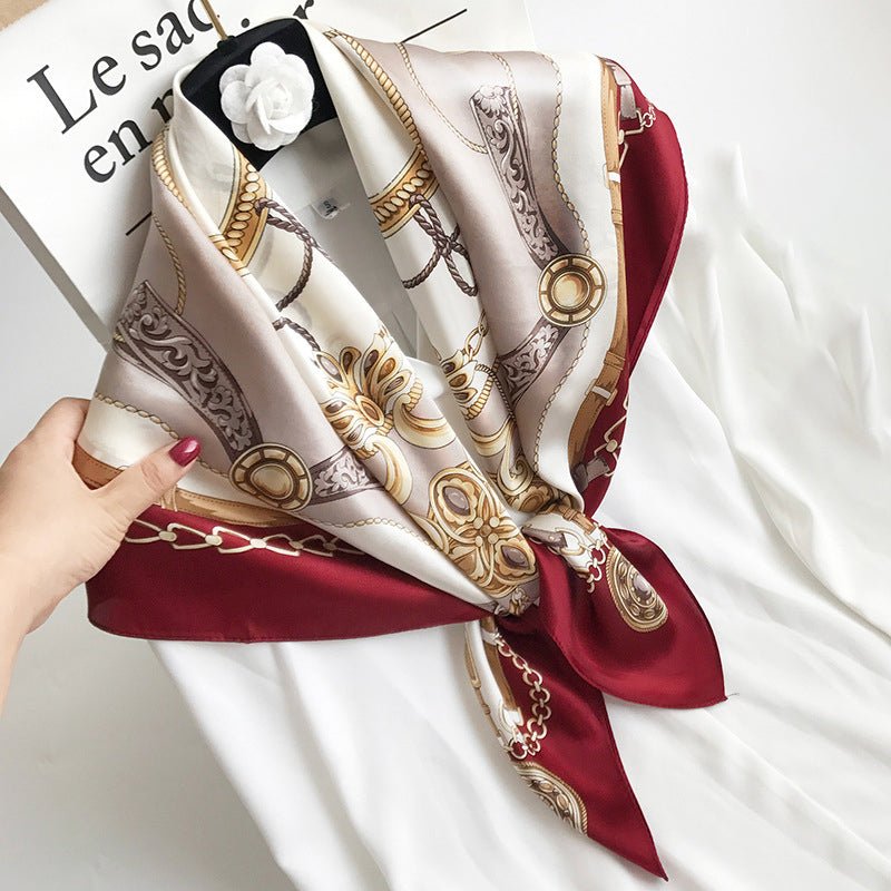 35"x35" Luxury Floral Printed Silk Square Scarf Style - 7 M