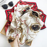 35"x35" Luxury Floral Printed Silk Square Scarf Style - 1 M