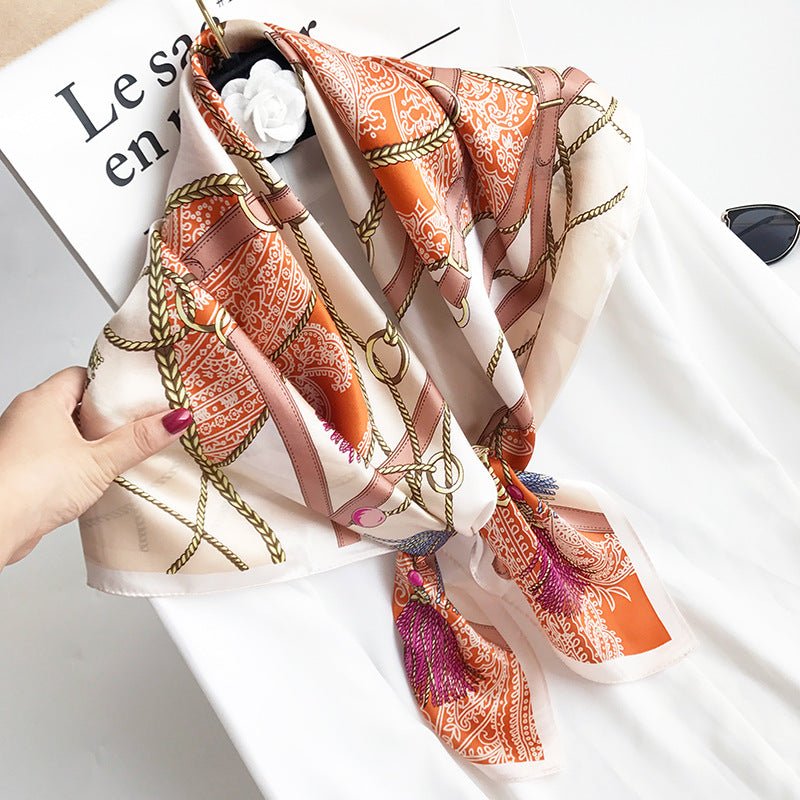 35"x35" Luxury Floral Printed Silk Square Scarf Style - 5 M