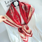 35"x35" Luxury Floral Printed Silk Square Scarf Style - 19 M