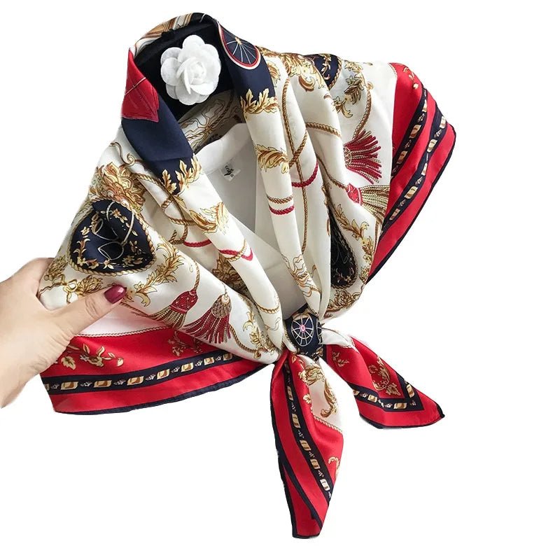 35"x35" Luxury Floral Printed Silk Square Scarf Style - 1 M