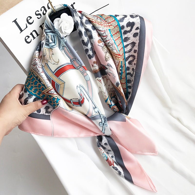 35"x35" Luxury Floral Printed Silk Square Scarf Style - 23 M