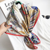 35"x35" Luxury Floral Printed Silk Square Scarf Style - 22 M