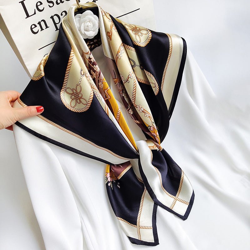 35"x35" Luxury Floral Printed Silk Square Scarf Style - 28 M