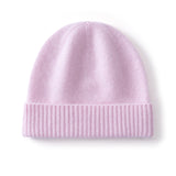 Kids Cashmere Beanie Knit Cashmere Hat with Ribbed Cuff Multi Colors