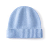 Kids Cashmere Beanie Knit Cashmere Hat with Ribbed Cuff Multi Colors
