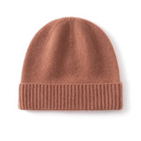 Kids Cashmere Beanie Knit Cashmere Hat with Ribbed Cuff Multi Colors